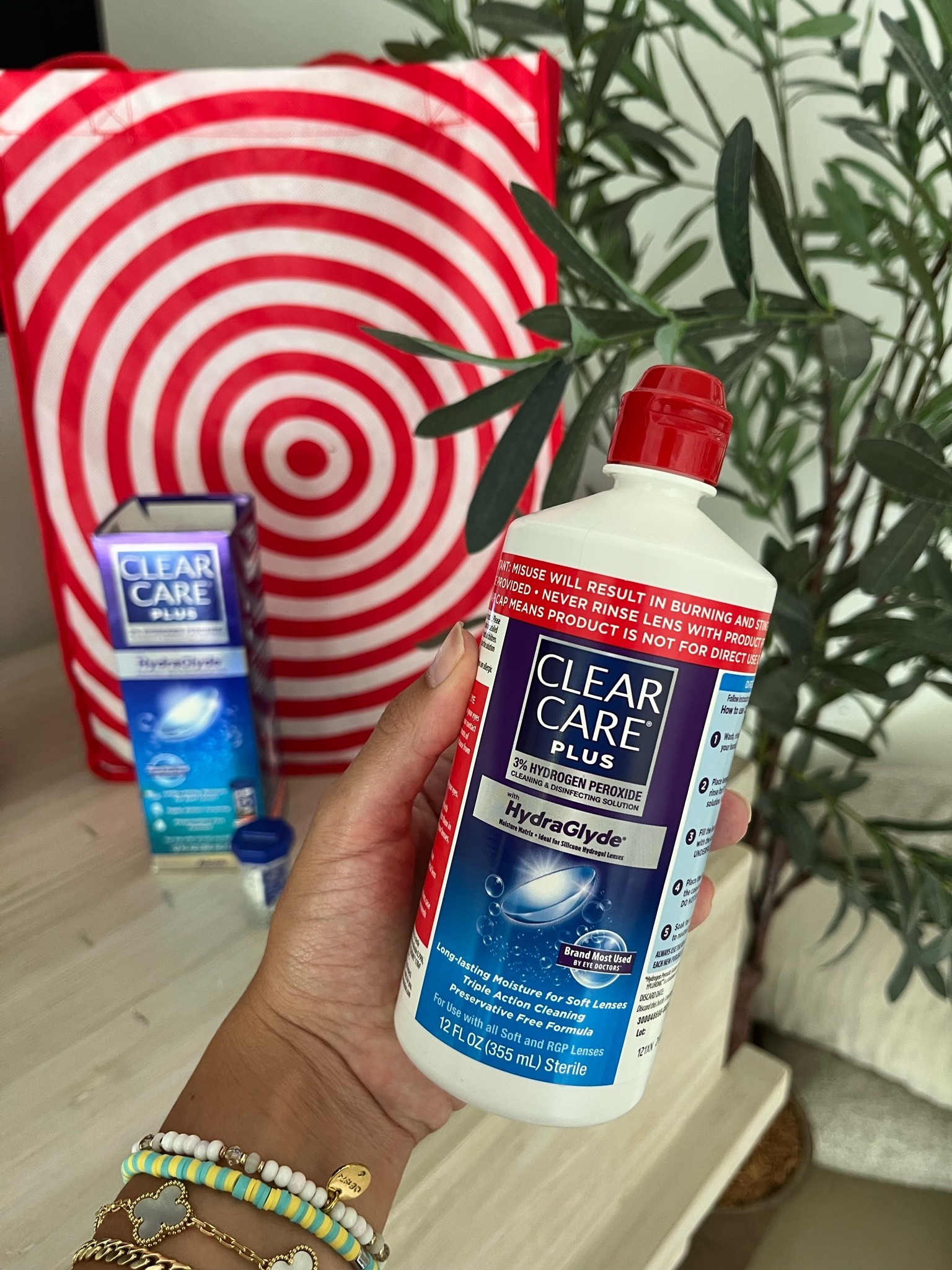#ad I’m excited to let you know that the #clearcareplus Solution is back in stock @Target I use it nightly to clean and disinfect my lenses. #targetpartner #target #hydraglyde #contactlenssolution 
