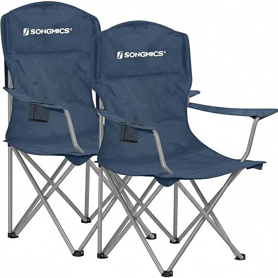SONGMICS 2 Pack Folding Camping Chairs, 330 lb Capacity Folding Lawn Chairs, with Cup Holder, Hea... | Amazon (US)