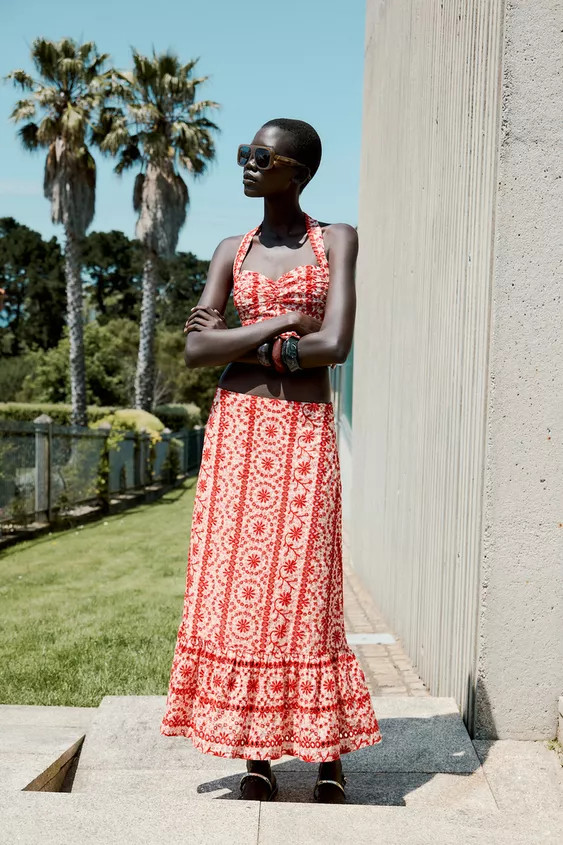 EMBROIDERED EYELET CROP TOP | Zara US