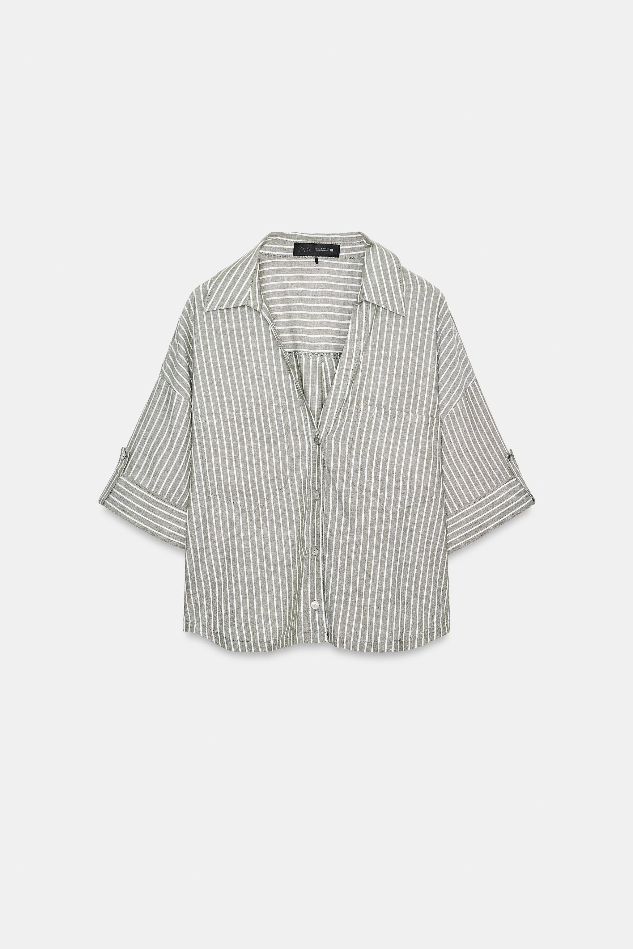 STRIPED LINEN BLEND SHIRT | Zara US