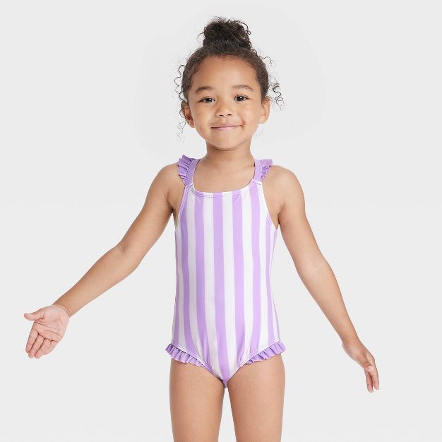 Toddler Girls' Striped One Piece Swimsuit - Cat & Jack™ Purple | Target