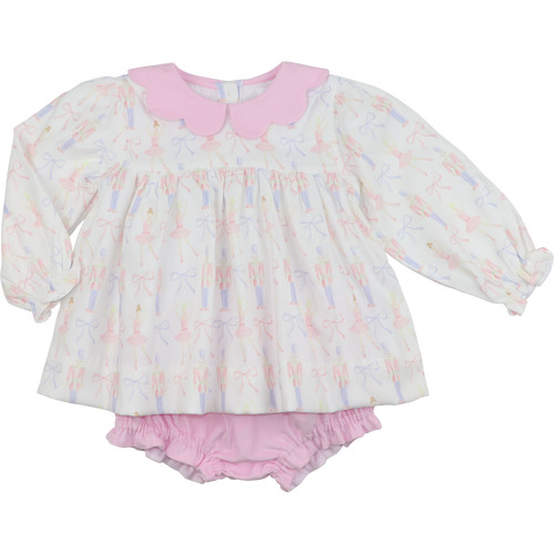 Pink Corduroy Nutcracker and Bow Diaper Set | Cecil and Lou