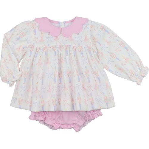 Pink Corduroy Nutcracker and Bow Diaper Set | Cecil and Lou