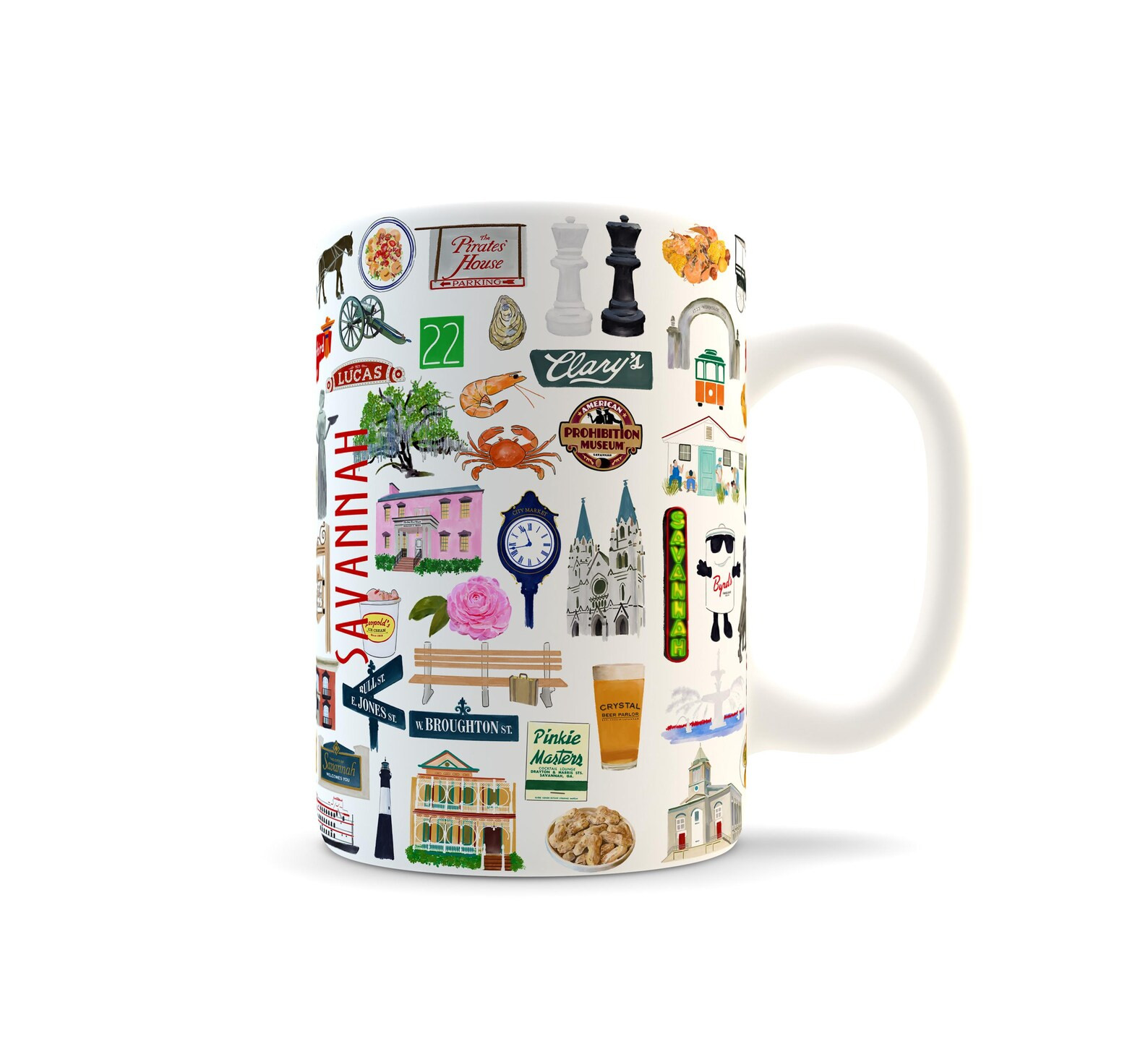 Iconic Savannah Georgia Watercolor Ceramic Mug - Etsy | Etsy (US)