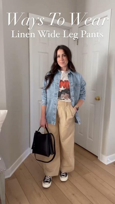 Ways To Wear Linen Wide Leg Pants…. As I stated in my spring trends video there are so many pant trends! I am loving this pair and thought it would be fun to style them for spring! 🤍🤍