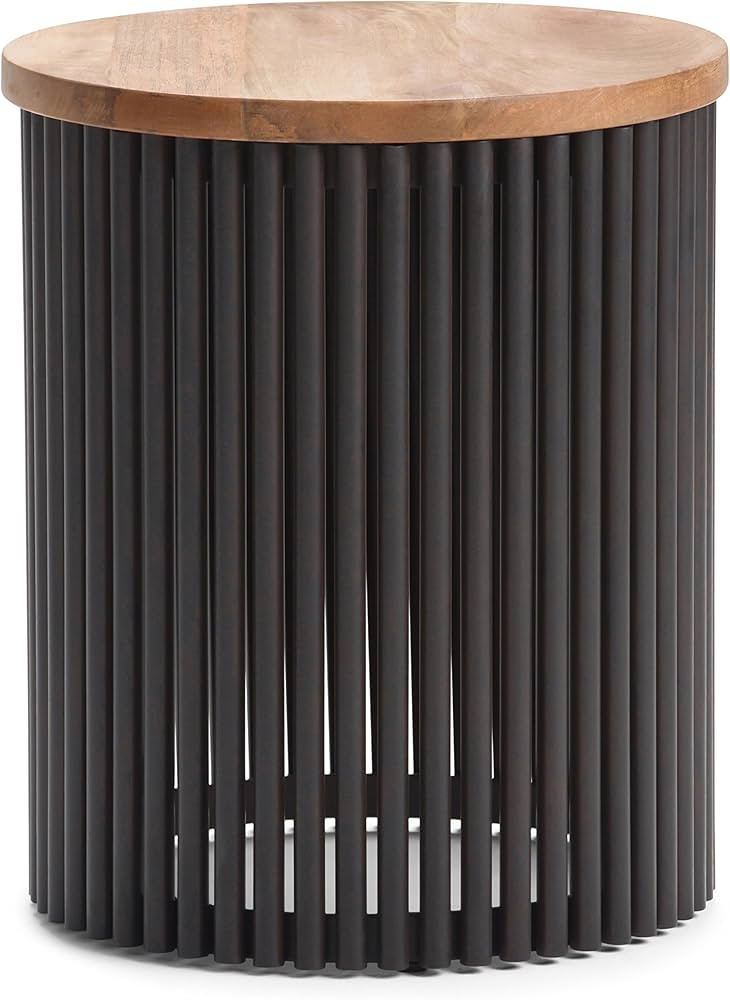 SIMPLIHOME Demy Contemporary 18 inch Wide Metal and Wood Accent Side Table in Natural, Black, Ful... | Amazon (US)