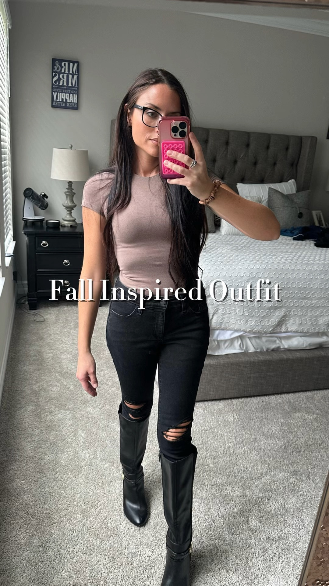 Fall inspired outfit ! My shirt is from Abercrombie - wearing a XS but if you’re a bigger bust , def size up !! Target ripped denim jeans I share all the time , super stretchy & cute ! Also linking a ton of fall boots - mine are older so I couldn’t find the exact pair but very close !  Appreciate you ! 

#LTKFallSale #LTKStyleTip #LTKSeasonal