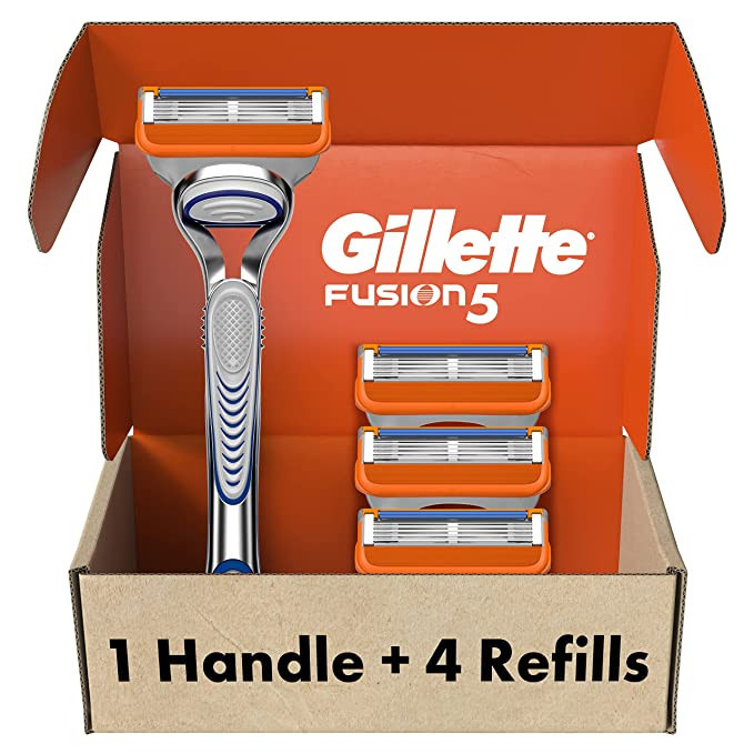 Gillette Fusion5 Razors for Men, 1 Gillette Razor, 4 Razor Blade Refills, Lubrastrip for a More C... | Amazon (US)