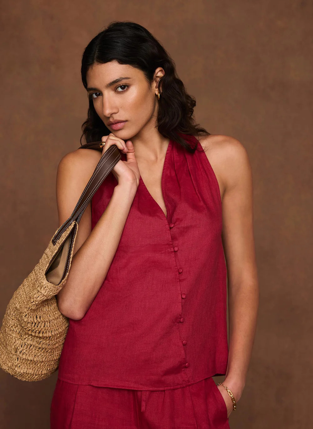 Red Linen Halter Top | Mint Velvet