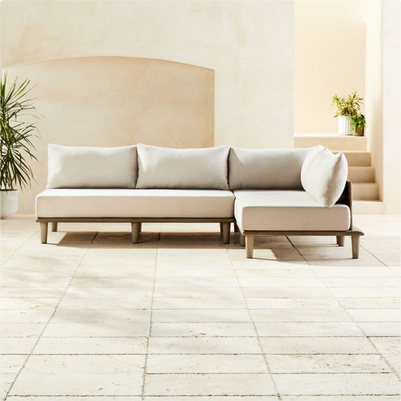 Baixa 3-Piece Wood Modern Outdoor Sectional Sofa + Reviews | CB2 | CB2