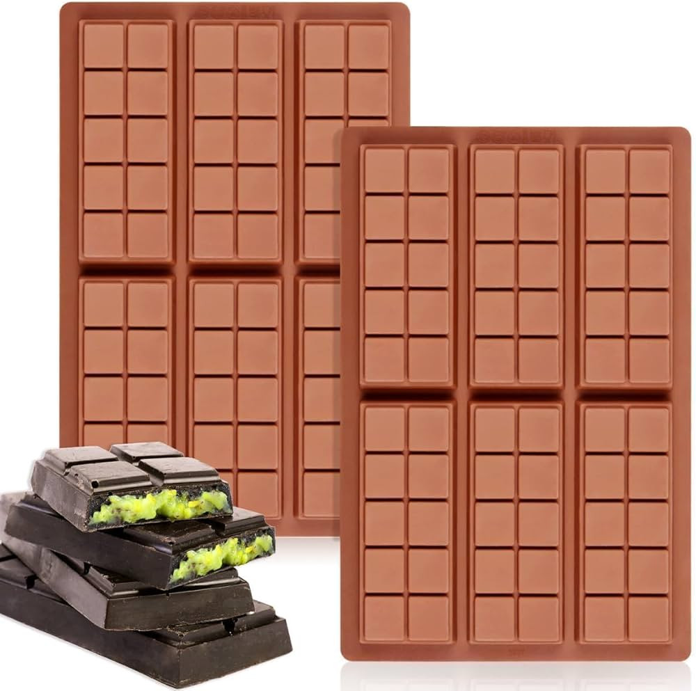 Chocolate Bar Molds Deep Silicone Break-Apart Chocolate Nonstick Protein and Energy Thick Candy B... | Amazon (US)