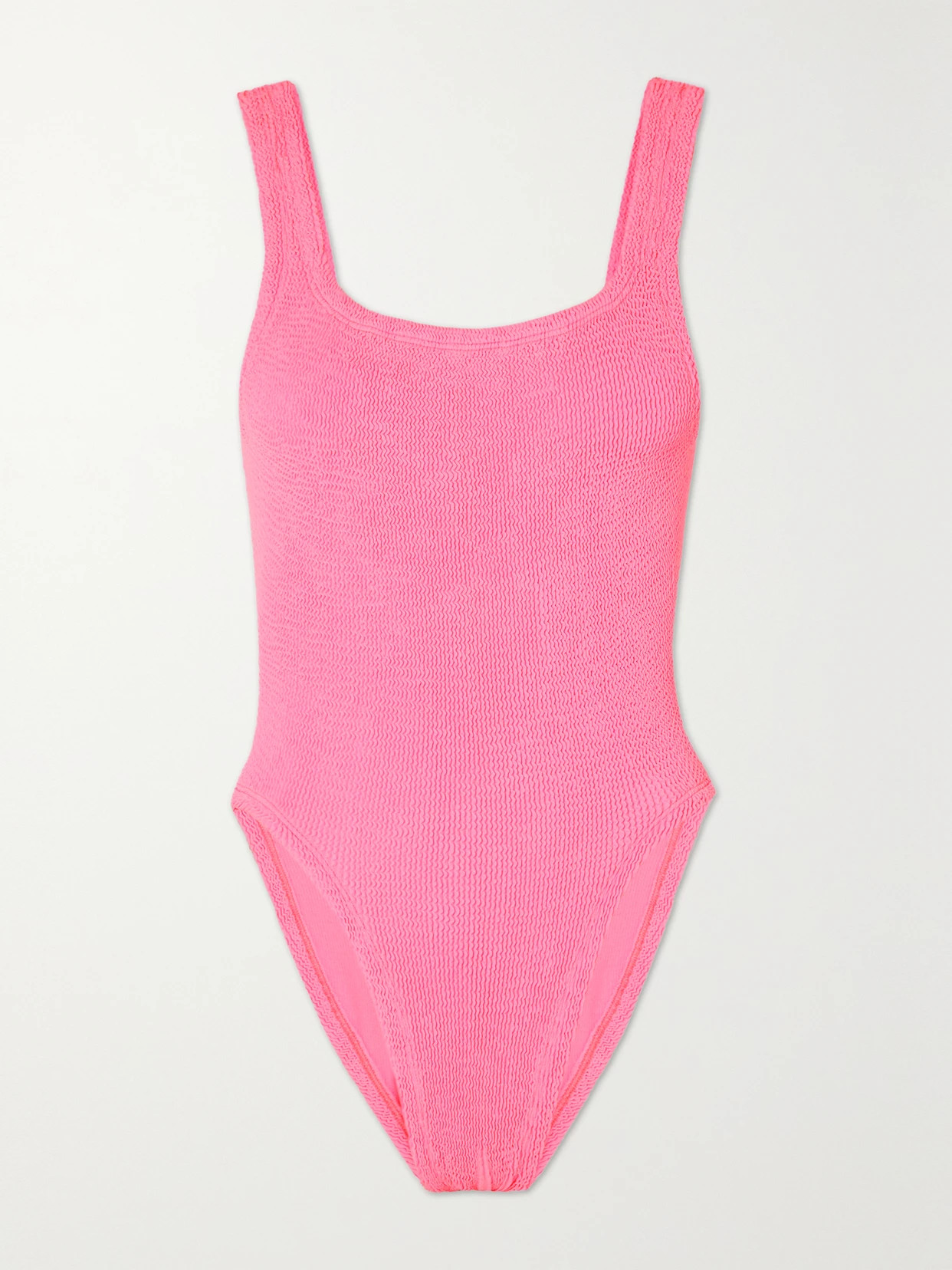 Hunza G - + Net Sustain Open-back Seersucker Swimsuit - Pink | NET-A-PORTER (UK & EU)