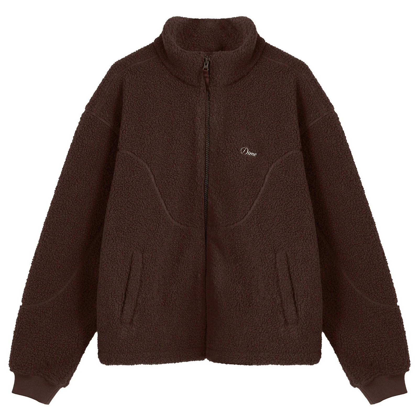 Dime Men's Polar Fleece Sherpa Zip Jacket Brown | END. Clothing