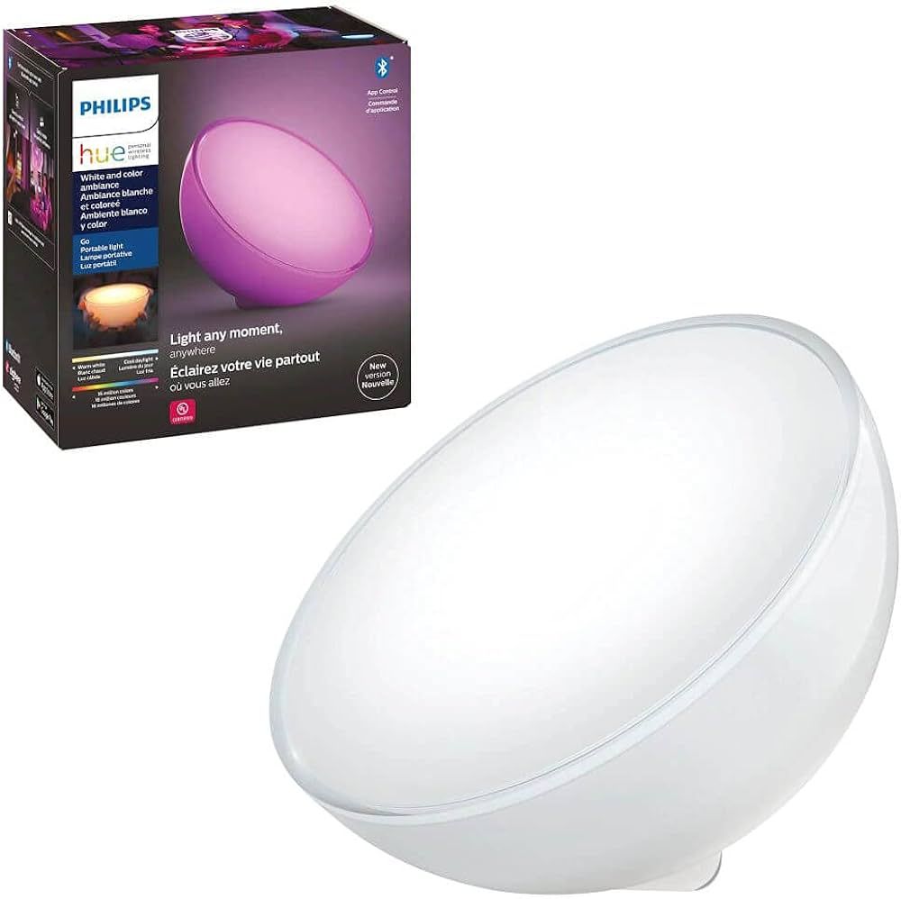 Philips Hue Go Smart Portable Dimmable Table Lamp, White - White and Color Ambiance LED Color-Cha... | Amazon (US)