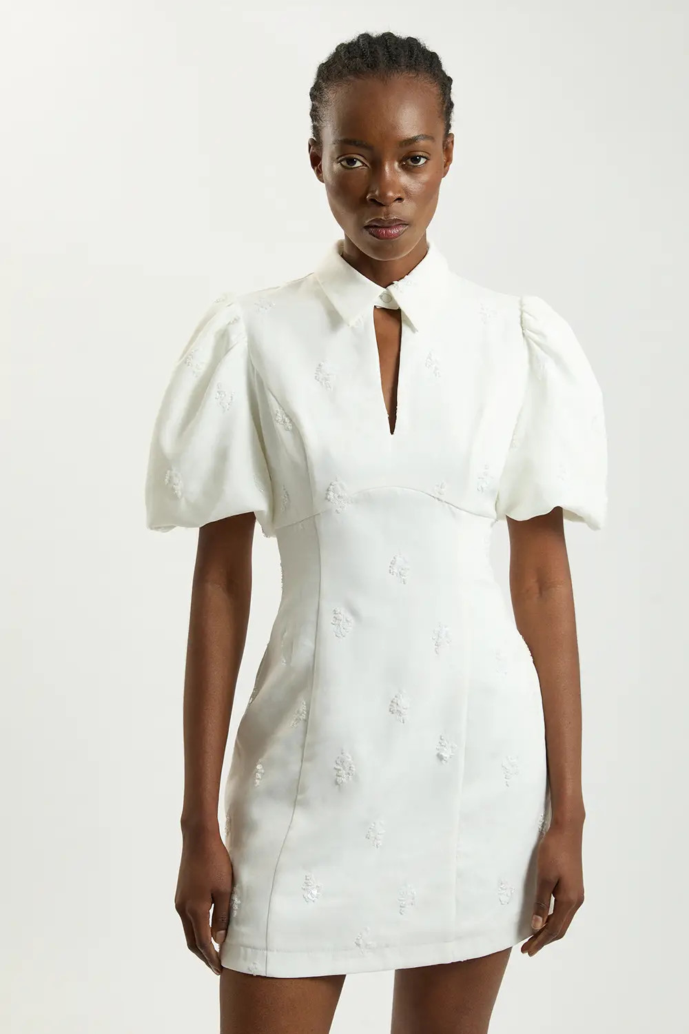 Embellished Short Sleeve Woven Mini Dress | Karen Millen