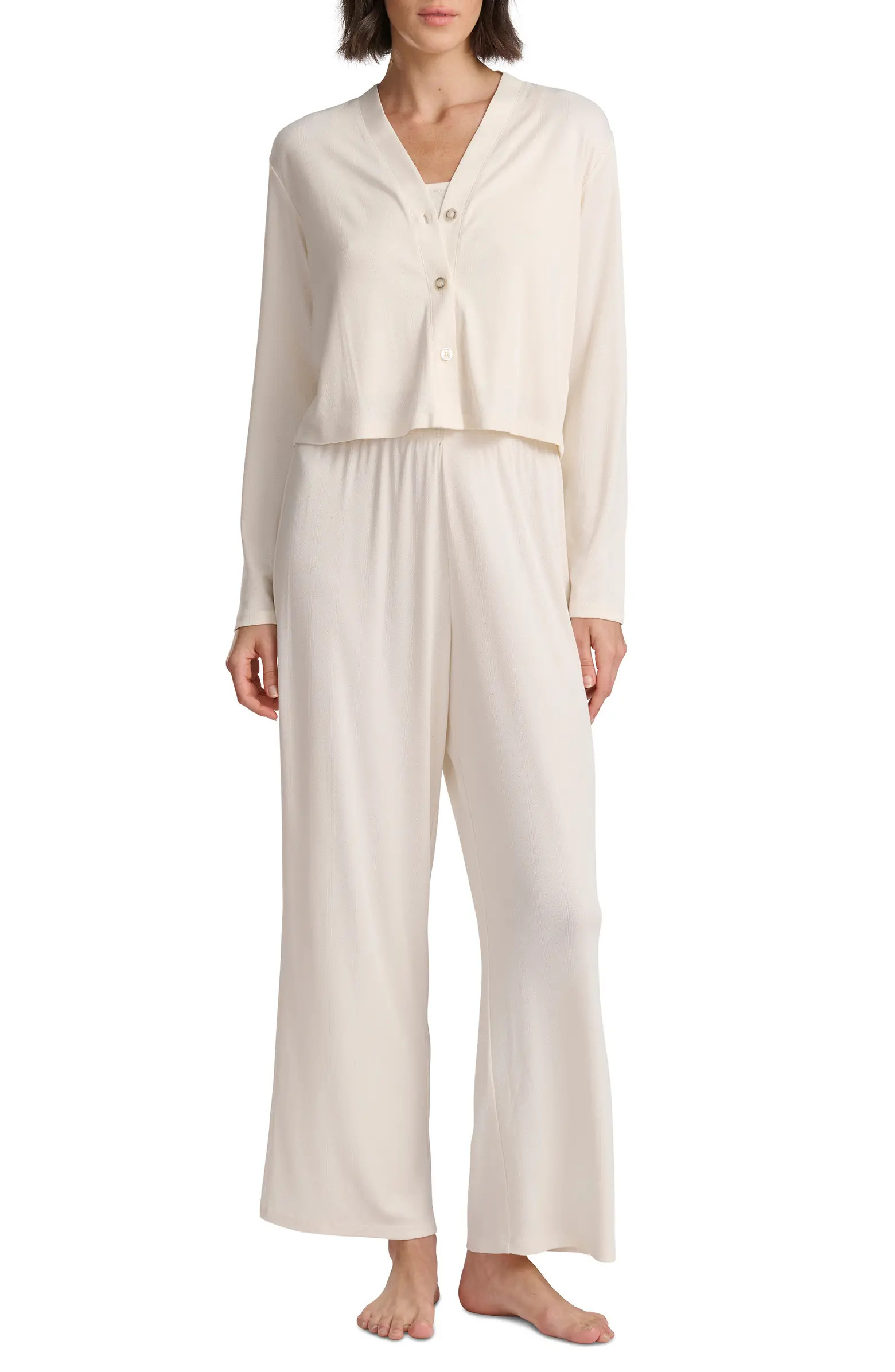 Splendid Pointelle Cardigan, Camisole & Pants Pajamas | Nordstromrack | Nordstrom Rack