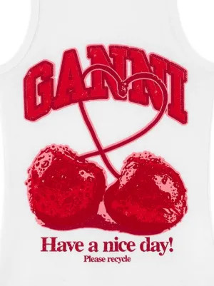 GANNI cherry-print Tank Top | White | FARFETCH | Farfetch Global