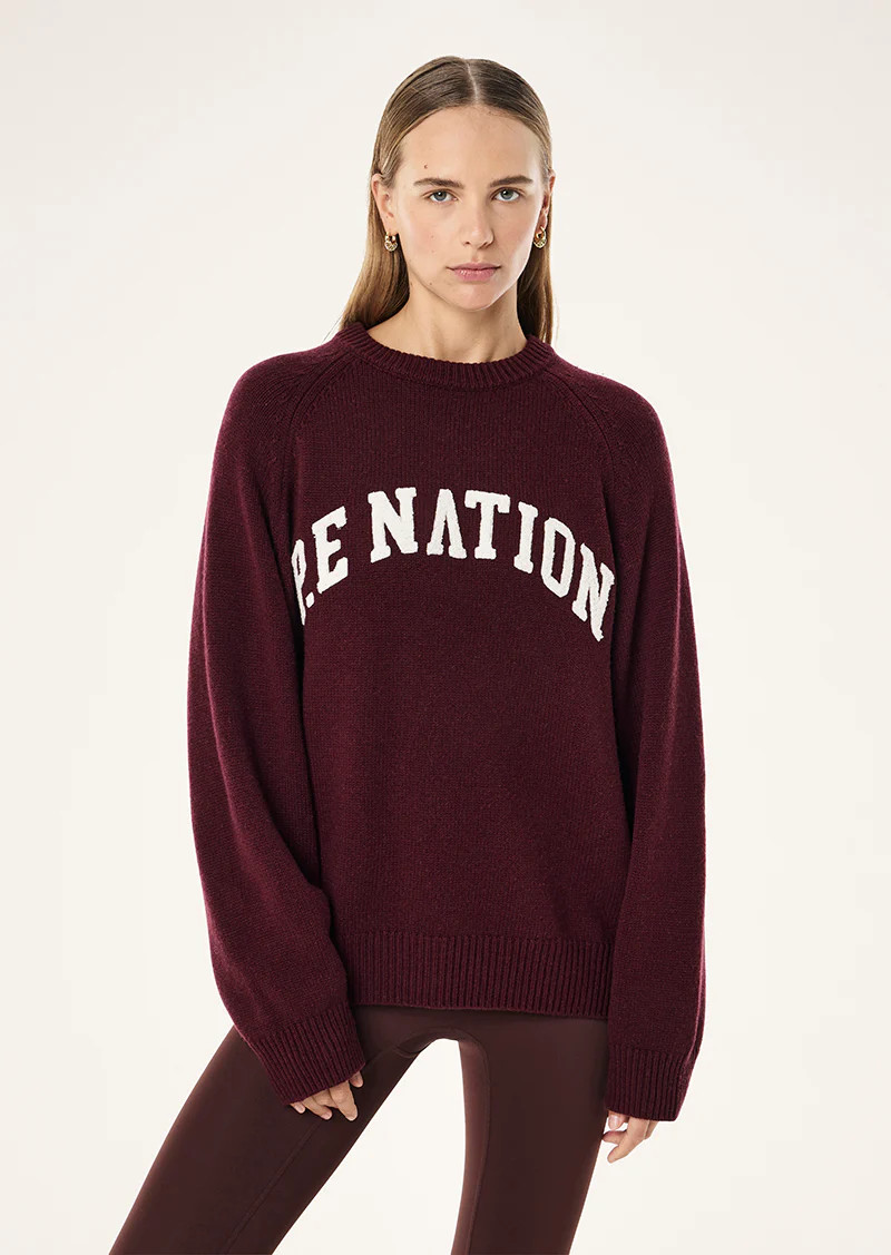 LEGACY KNIT CREW IN MAHOGANY & WHISPER WHITE | P.E Nation AU