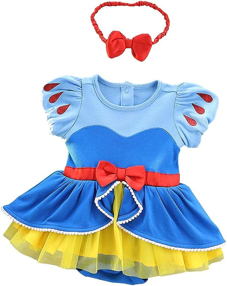 Dressy Daisy Baby Girl Princess Romper Costumes Onesie Dress Bodysuit with Headband Halloween Bir... | Amazon (US)