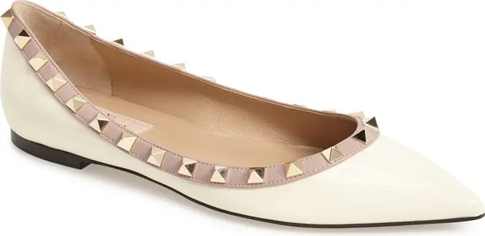 Valentino Garavani Rockstud Pointed Toe Ballerina Flat (Women) | Nordstrom | Nordstrom