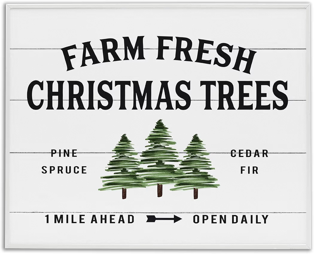 Stupell Industries White Planked Look Holiday Farm Fresh Christmas Trees Spruce and Fir, Design b... | Amazon (US)