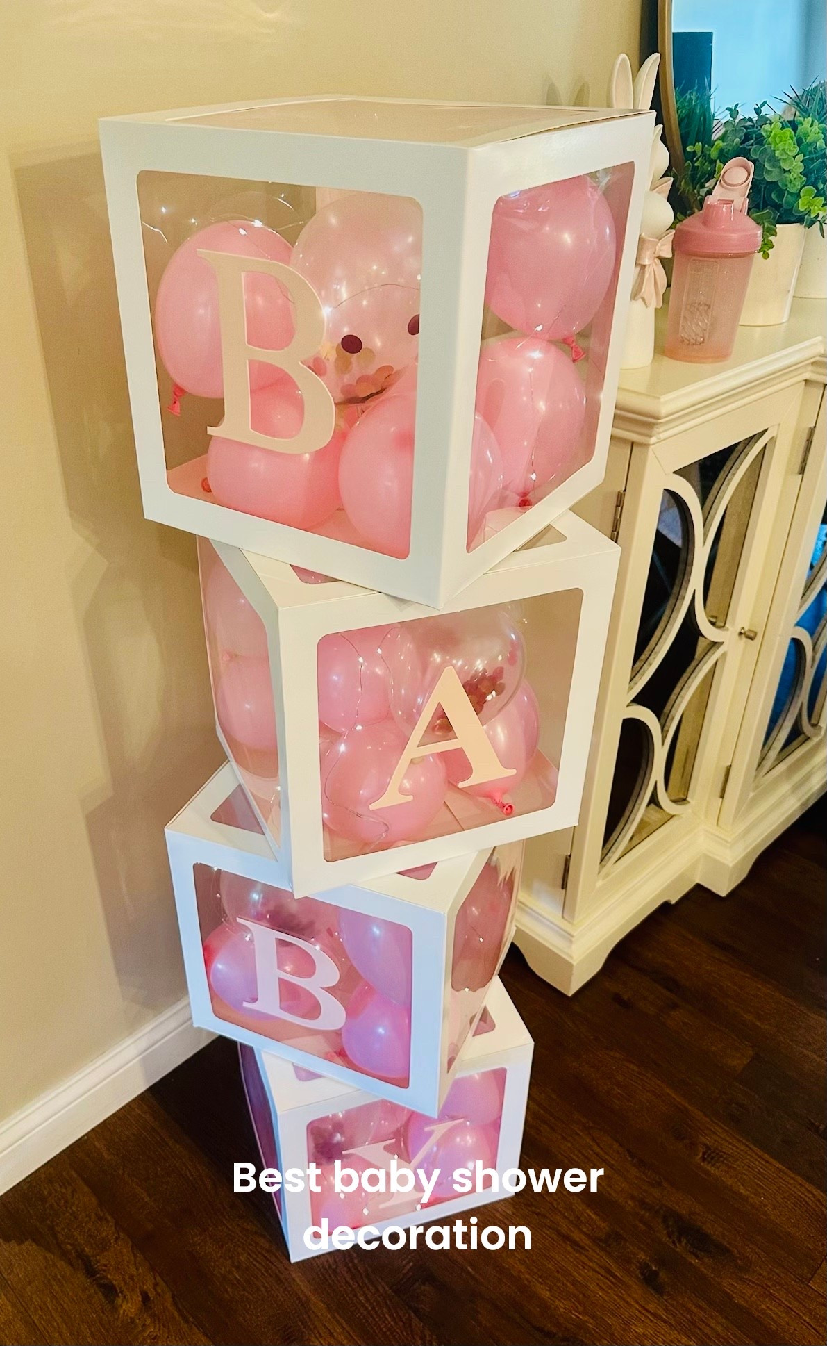 We took a lot of photos beside this! It has twinkling lights that go in each box that go on which is a push of a button! They also have this in blue! I actually had to pop all of the balloons because they were still staying blown up! I’ve collapse the boxes to use for a future event!