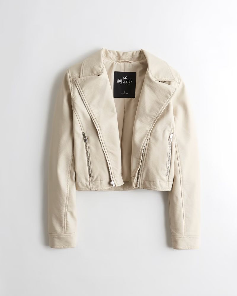 Women's Faux Leather Biker Jacket | Women's Jackets & Coats | HollisterCo.com | Hollister (US)