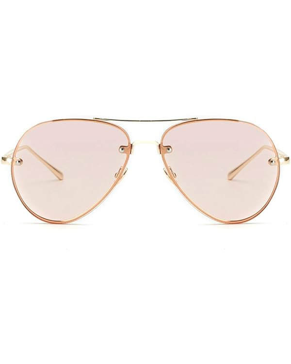 Freckles Mark Classic Oversized Aviator Sunglasses Vintage Retro Gold Metal Frame Clear Colorful ... | Amazon (US)