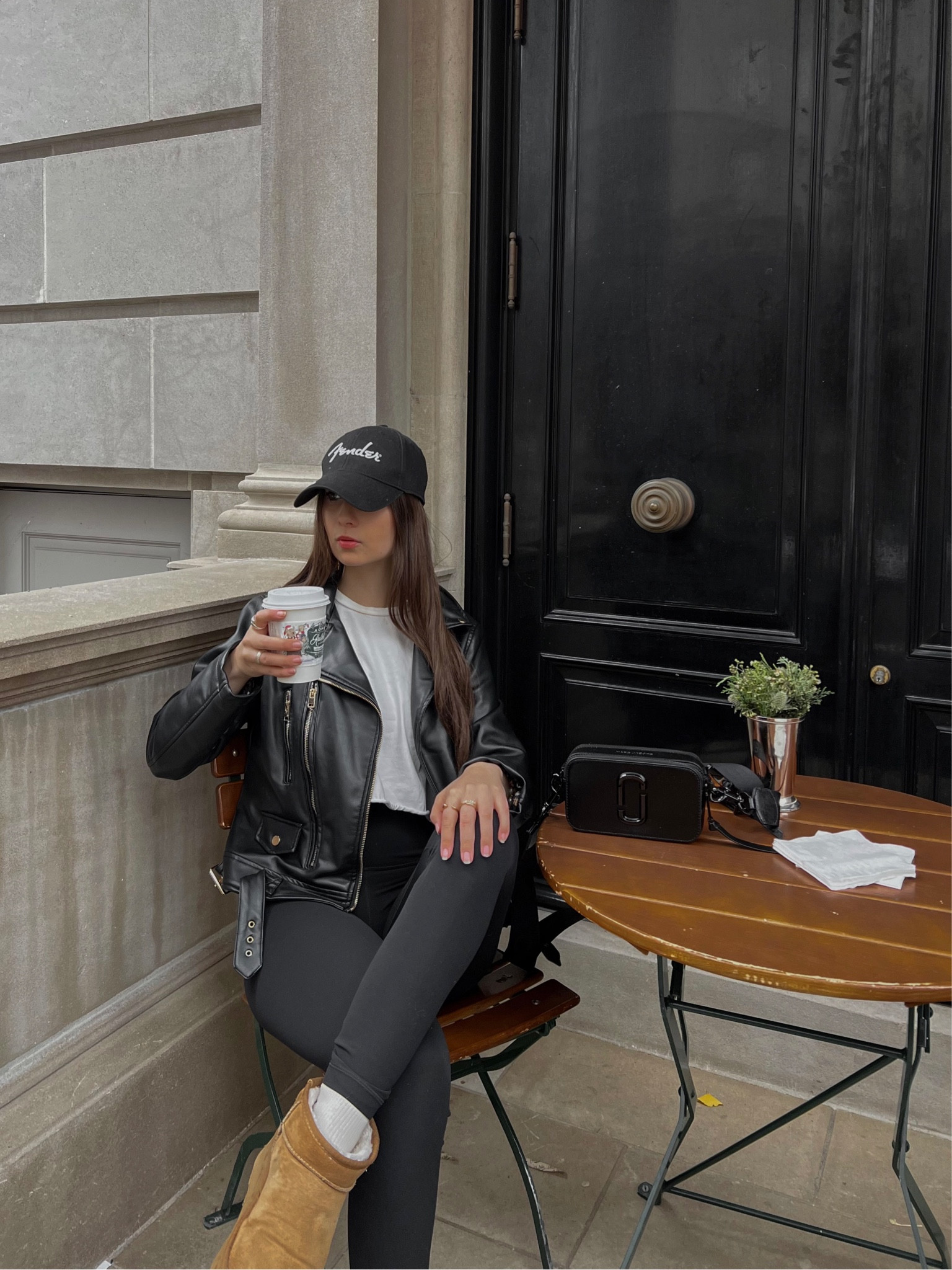 Casual outfit inspiration 
Comfy outfit, casual ootd, everyday outfit, baseball cap, leather jacket, black leggings, lululemon leggings, uggs, ugg outfit, platform uggs, coffee shop outfit, coffee shop vibes, Ralph’s coffee nyc

#LTKfindsunder100 #LTKstyletip #LTKshoecrush