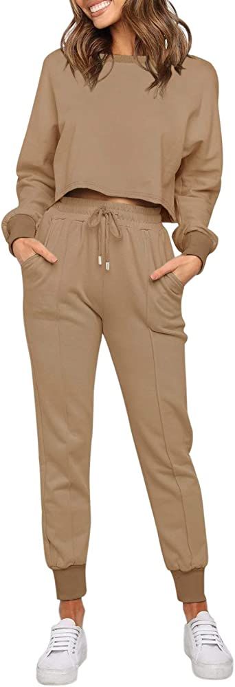 ZESICA Women's Long Sleeve Crop Top and Pants Pajama Sets 2 Piece Jogger Long Sleepwear Loungewea... | Amazon (CA)