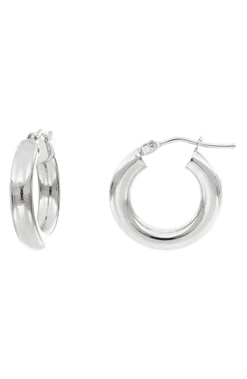 Bony Levy Essentials 14K Gold Smooth Hoop Earrings in White Gold at Nordstrom | Nordstrom