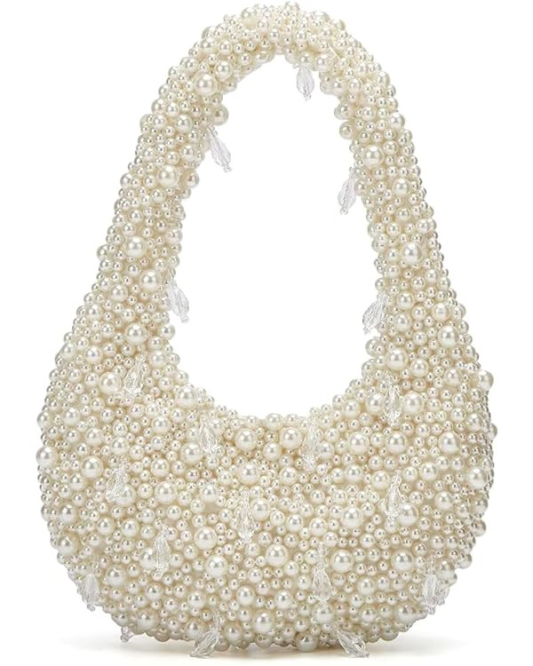 Trendy Pearl Shoulder Purse for Women Small Y2k Tote Bags for Party Rhinestone-Encrusted Designer... | Amazon (US)