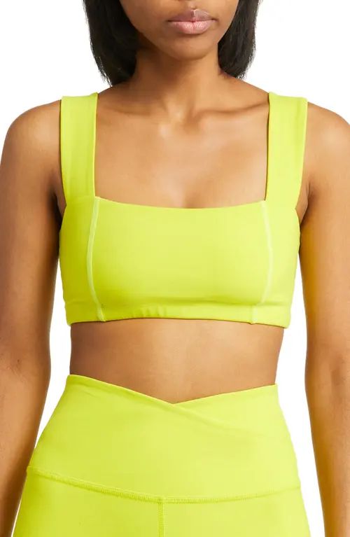 Beyond Yoga Space Dye Square Neck Sports Bra in True Chartreuse Heather at Nordstrom, Size X-Small | Nordstrom