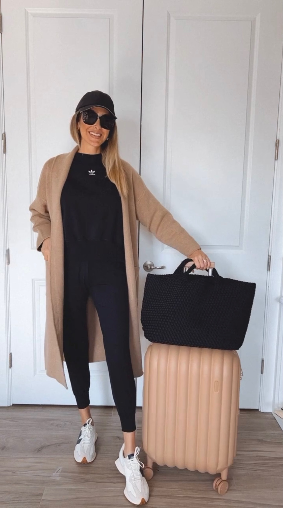 Comfortable and stylish airport outfit idea 
I am obsessed over my cardigan and my sneakers 
They are ultra comfortable and they both run tts.
This cardigan has an outstanding quality 🙌🏻 I am wearing size small 

#LTKtravel #LTKshoecrush #LTKstyletip