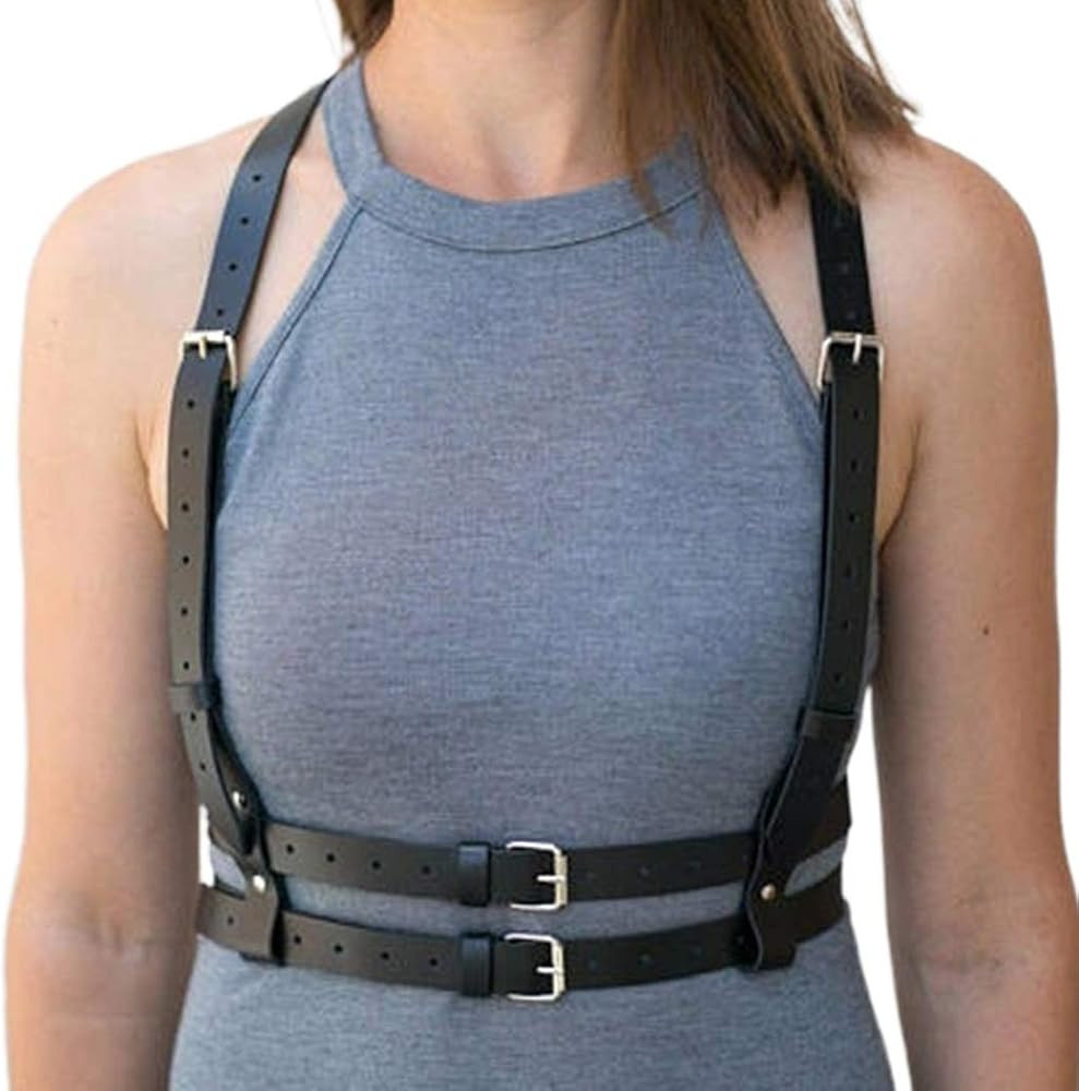 BODIY Punk Waist Harness Belt Fashion Body Chain Black Goth Rave Adjustable Body Jewelry for Wome... | Amazon (US)