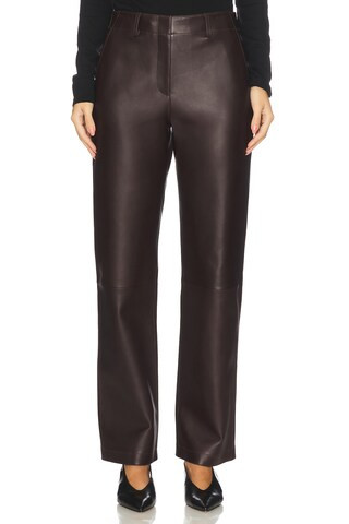 Theory Straight Classic Leather Pant in Cacao from Revolve.com | Revolve Clothing (Global)