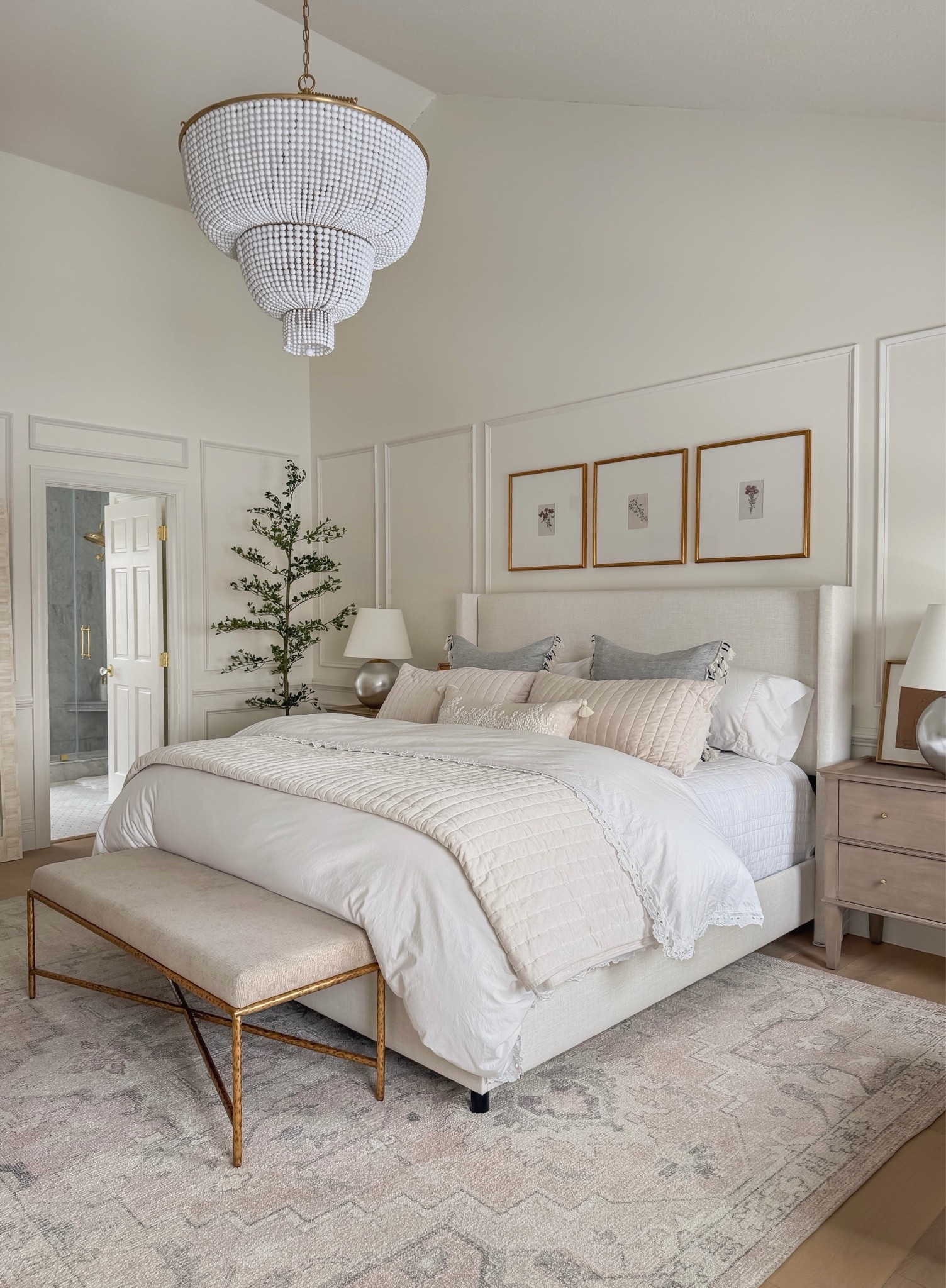 Primary bedroom sources! 

Bed is in the Classic talc linen. 
Bench is the beige/ivory combo.
Quilt is the color ivory. 
Curtains are in winter sky, and shade is lay-coconut.

#LTKmorningroutine #LTKHome #LTKselfcare