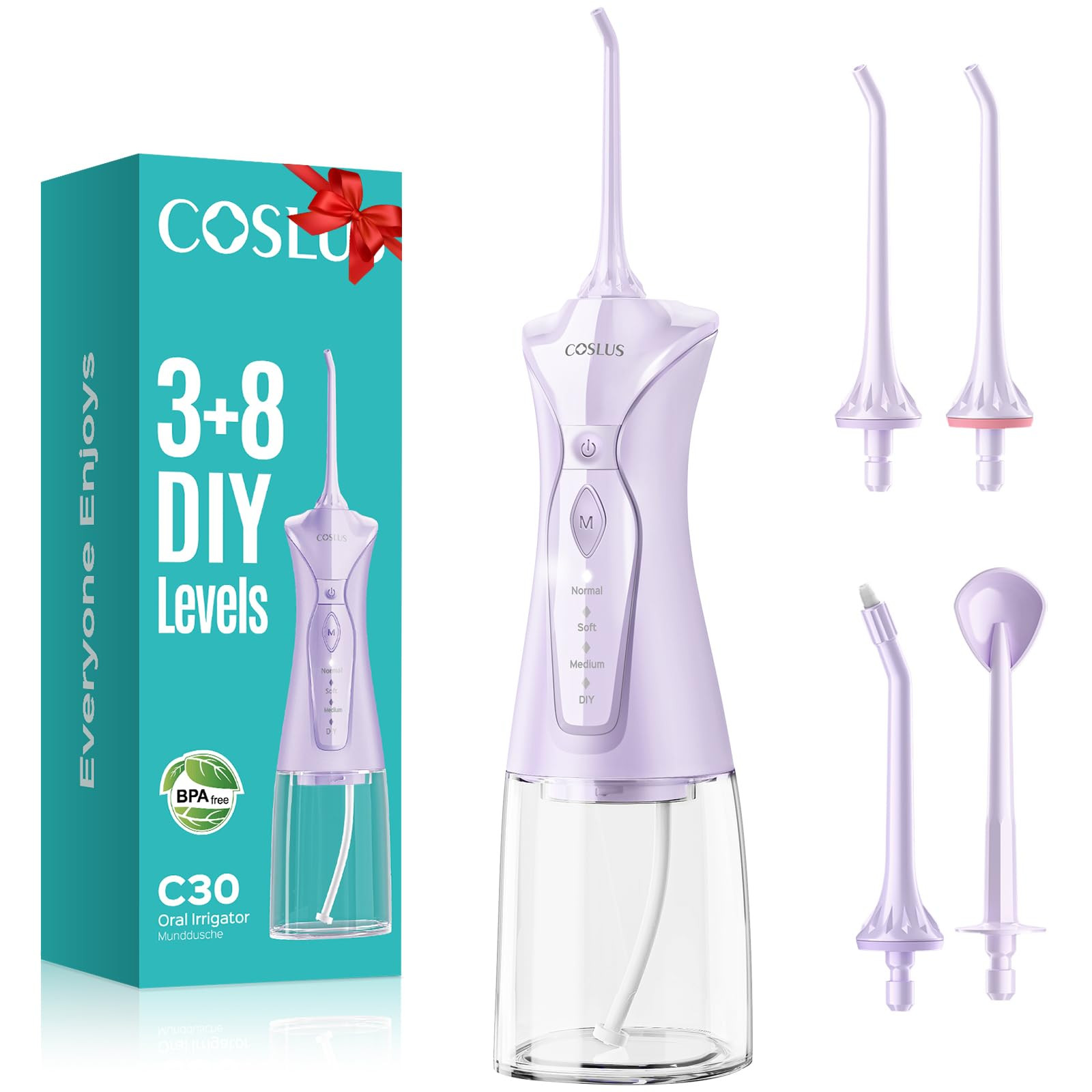 COSLUS Water Dental Flosser Pick for Teeth: 4 Modes Cordless Portable 300ML Larger Tank Water Tee... | Amazon (US)