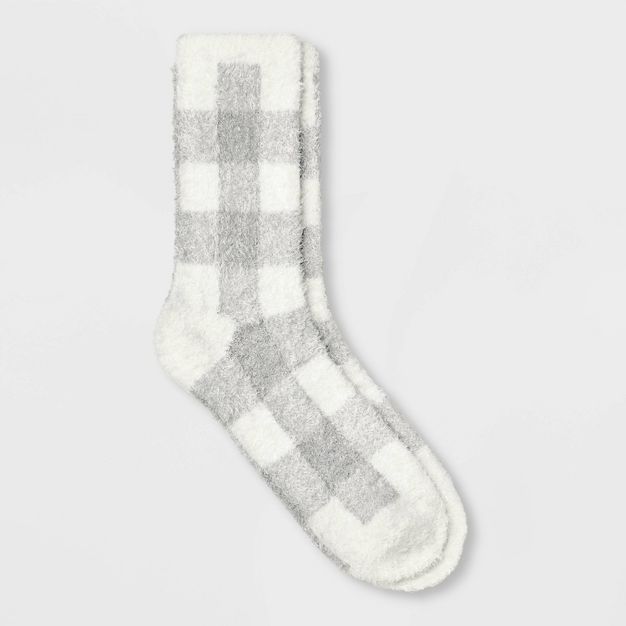 Women's Buffalo Plaid Cozy Crew Socks - A New Day™ 4-10 | Target