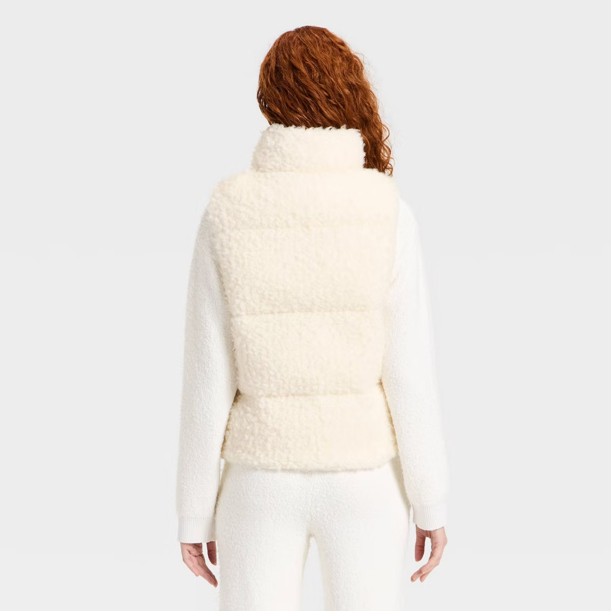 Women's Cozy Alpine Faux Shearling Puffer Vest - Universal Thread™ Cream | Target