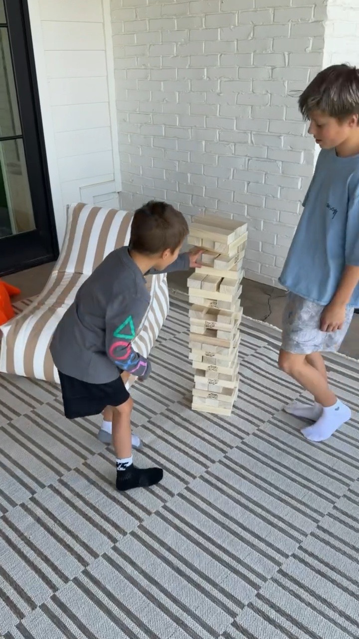 My boys are obsessed with this new backyard wooden jenga set!! Perfect summer activity ☀️

Jenga set, outdoor rug & striped outdoor lounge chair all from @Wayfair  

Outdoor games, backyard games, outdoor party games, kids outdoor activity, Wayfair sale, striped outdoor rug

#LTKmomlife #LTKKids #LTKHome