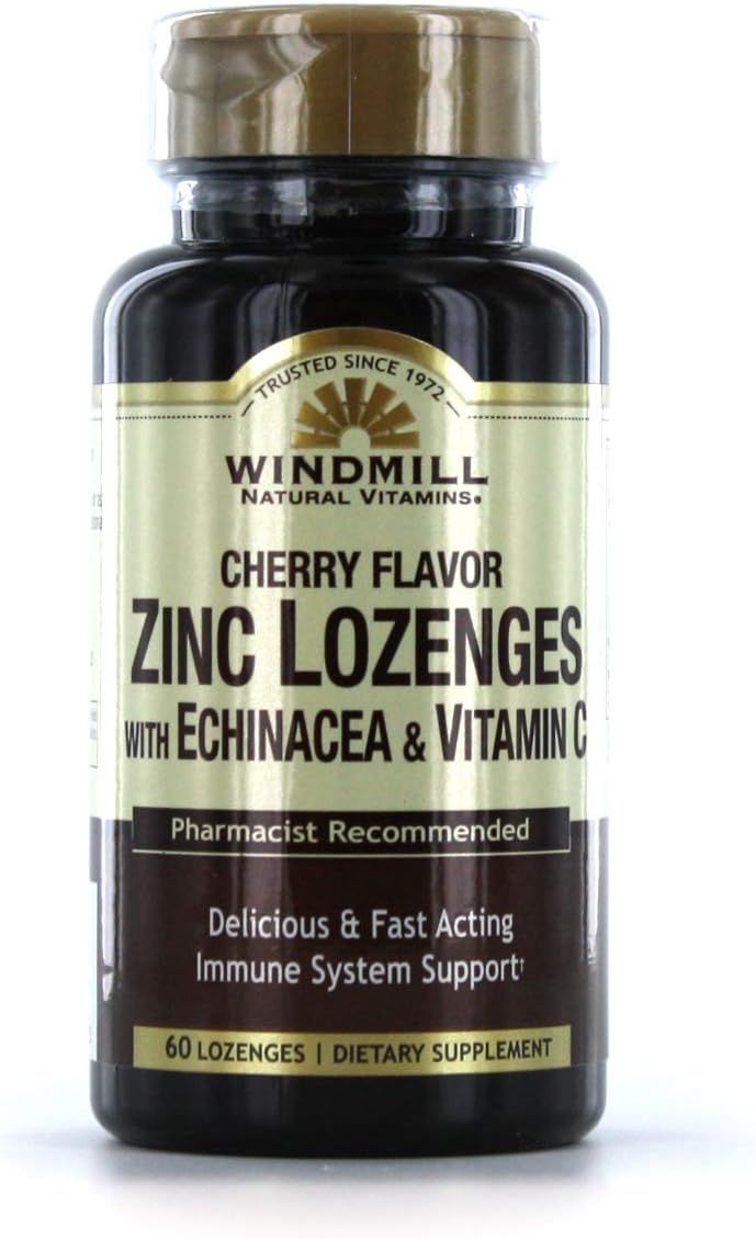 Windmill Vitamins Zinc Lozenges With Echinacea & Vitamin C - Cherry Flavor, 60 Lozenges, 60 Servi... | Amazon (US)
