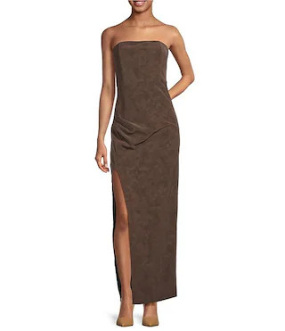 Line and Dot Alfie Strapless Faux Suede Maxi Dress | Dillard's | Dillard's