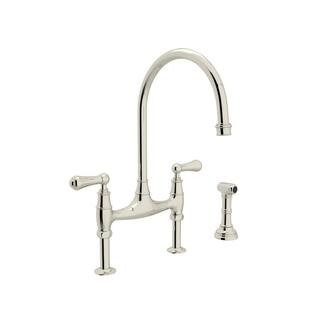 ROHL Perrin and Rowe 2-Handle Bridge Kitchen Faucet with Side Sprayer in Polished Nickel U.4719L-... | The Home Depot