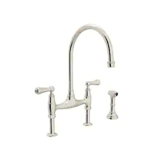 ROHL Perrin and Rowe 2-Handle Bridge Kitchen Faucet with Side Sprayer in Polished Nickel U.4719L-... | The Home Depot