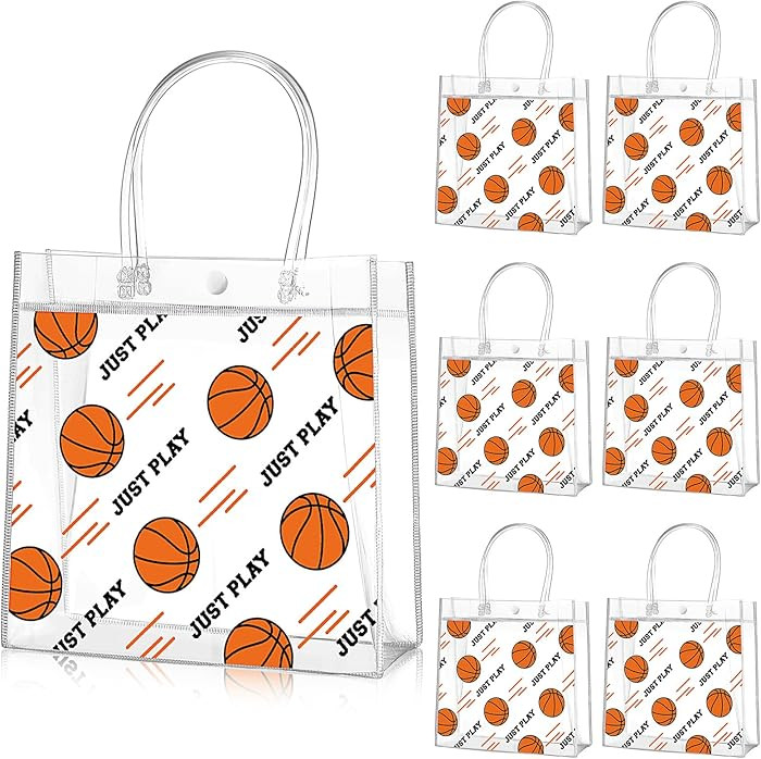 Aliceset 20 Pcs Basketball Clear Gift Bag with Handles Plastic Basketball Treat Plastic Sport The... | Amazon (US)