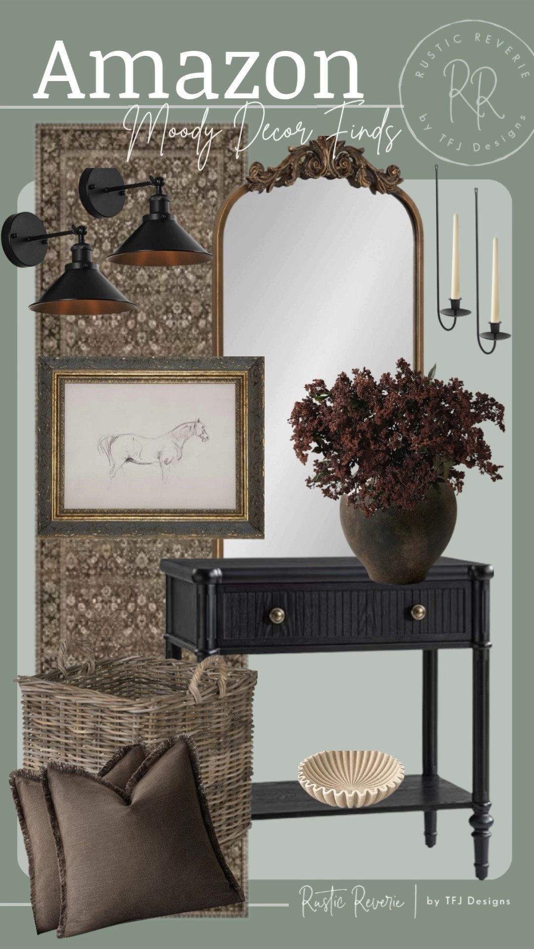 I’ve rounded up some gorgeous pieces to help create a moody and curated space. These would be gorgeous in an entryway or home library! 🖤 equestrian horse wall art rug side table noght stand vase pottery burgundy florals rattan basket throw pillows taupe warm brown decorative ribbon bowl mirror romantic dark esthetic vintage collected home decor amazon creator favorites prime shipping affordable 

#LTKOver40 #LTKSaleAlert #LTKHome