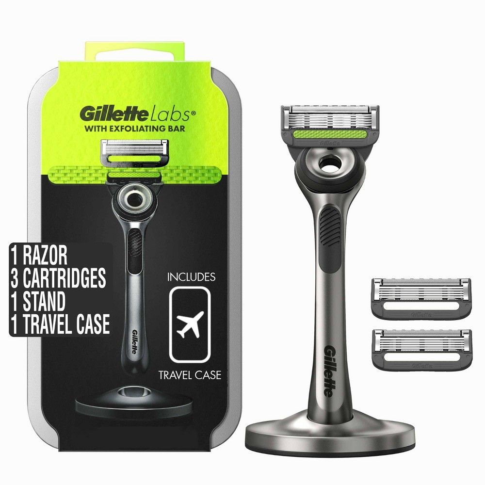 GilletteLabs Exfoliating Razor by Gillette + 3 Razor Blade Refills, Travel Case & Premium Magnetic S | Target