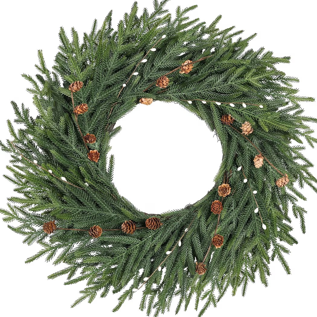Artgar 26 Inch Pine Wreath - Christmas Wreaths for Front Door - Real Touch Pine Wreath with Pinec... | Amazon (US)