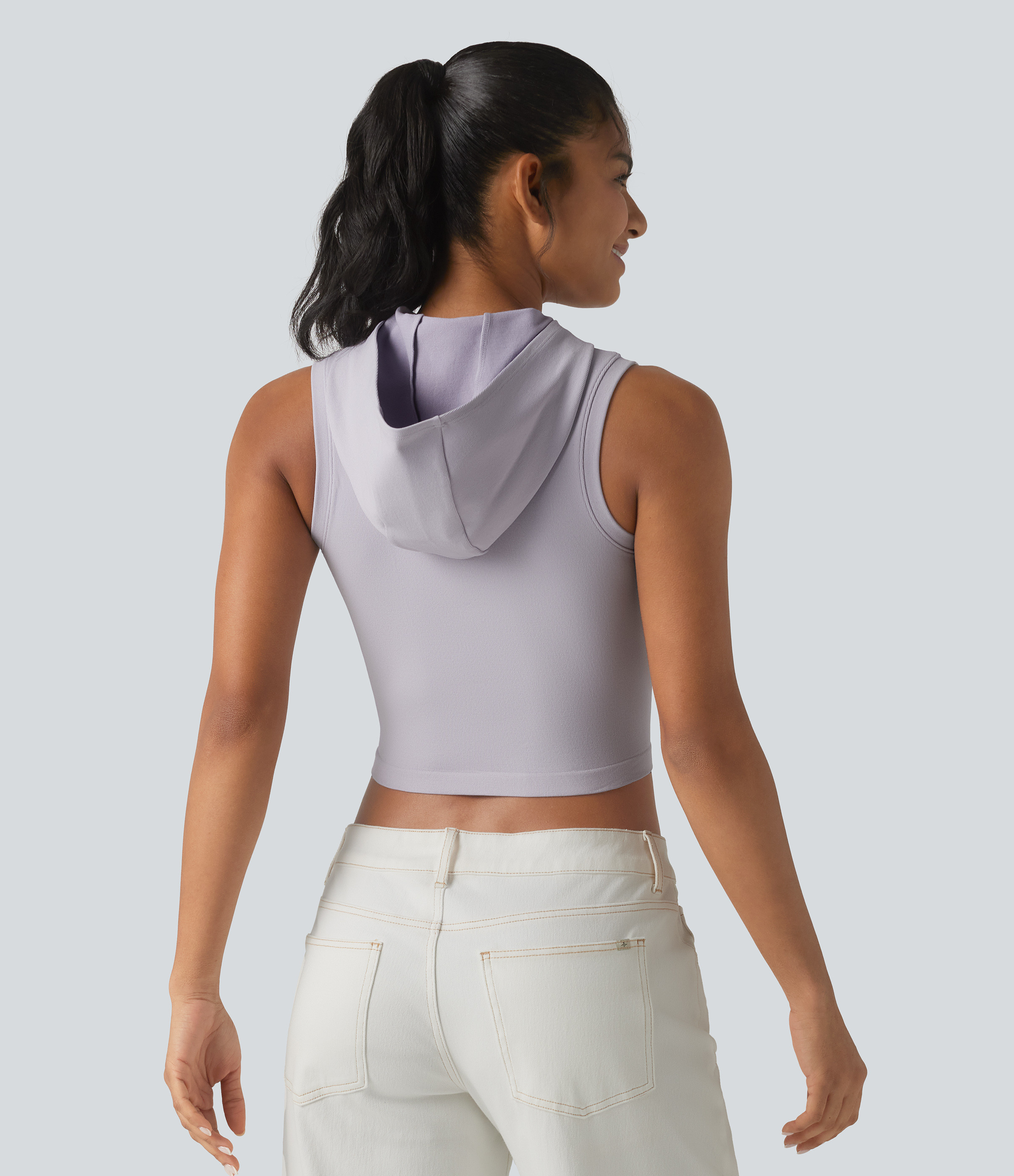 OneForm Seamless Flow Hooded Cropped Casual Tank Top | HALARA